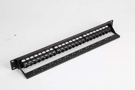 19" 21'' 110 IDC UTP Unshielded Rack Mount Patch Panel 24 Port Cat6A With Cable Management