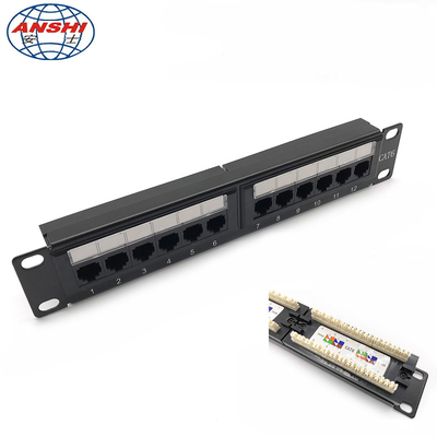 1U 10 Inch 12 Port CAT5E CAT6 UTP Rack Mount Patch Panel 110 IDC Type