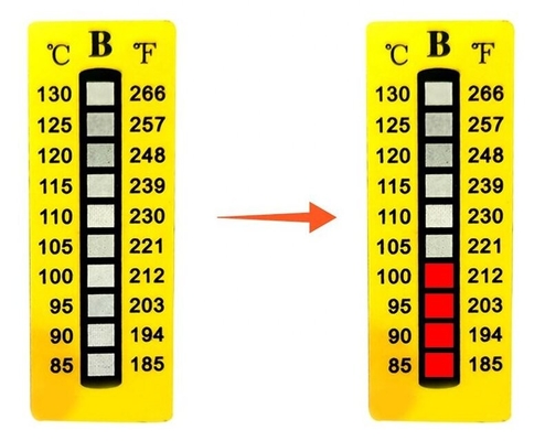 Customized Temperature Measuring Irreversible High Temperature Sensitive Labels 100-160C