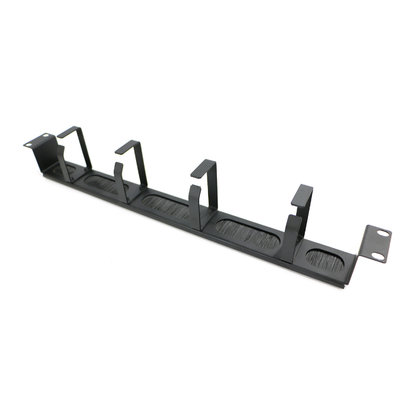 پانل برش تمام فلزی سیاه 1U مدیریت کابل XL-4020-3L-E 19 اینچ 4 حلقه برای سازماندهی کابل