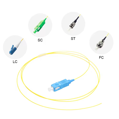 0.9mm 1/1.5 متر FTTH Sc-upcylow زرد SC/APC سینل هسته Sm G.652d هسته Sc فیبر پیچ Pigtail