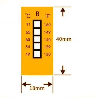 برچسب های حساس به درجه حرارت سطح 8 غیر قابل برگشت 37-65°C / 99-149°F