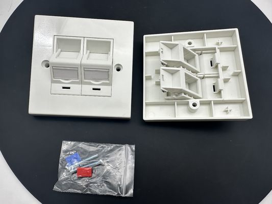صفحه جلویی 2 پورت RJ45 با قاب 86*86 میلی‌متری، مدل ANSHI LJ6C، سبک بریتانیایی، نصب فشاری