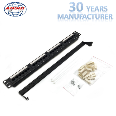 سیاه Cat5e پانل UTP پانل، 110 IDC نوع Rj45 جک پنل Rack Mountable
