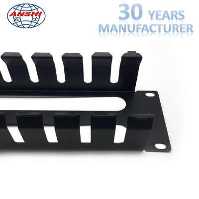 2U Height 12 Slot Metal 19 Inch Rack Mountable Horizontal Cable Manager For Network Installations