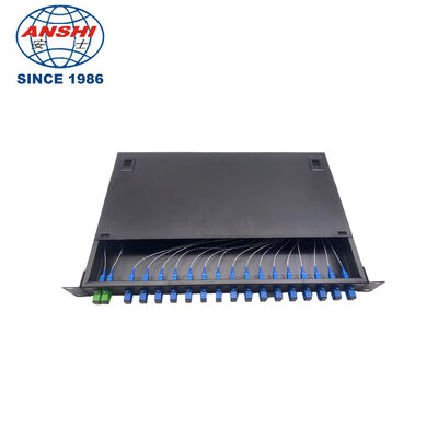 19-Inch Rack Mount Fiber Optic Splitter with 1:8 SC/UPC Micro Splitters for Outdoor FTTH Systems