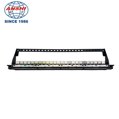CAT5E CAT6 19-inch 24-Port Fully Shielded Patch Panel Equipped with Shielded Straight Through RJ45 Modules